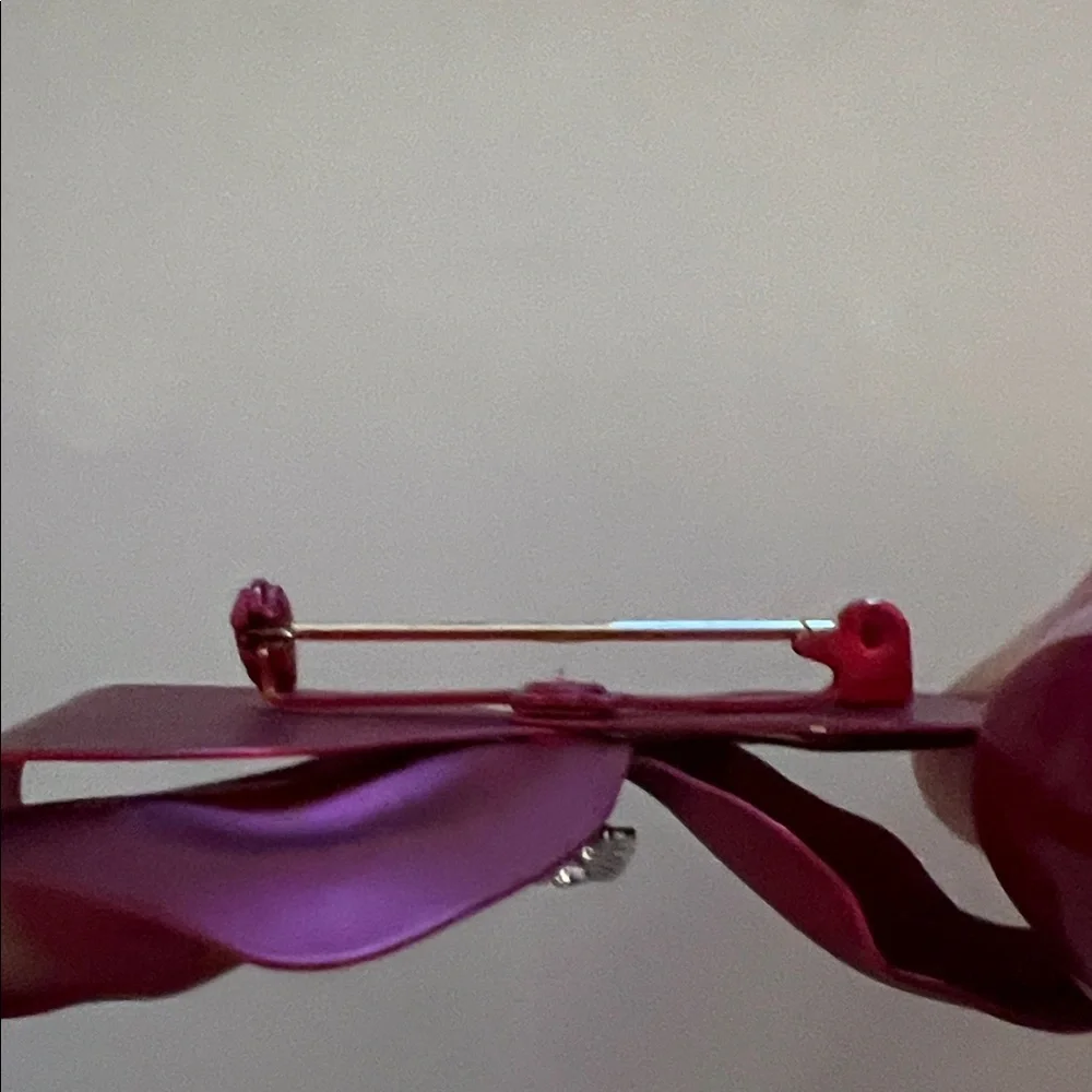 Elegant Red brushed metal Bow Brooch/Pin